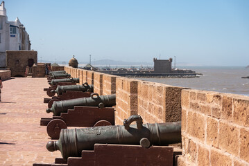 Fototapeta na wymiar The bastion of Essaouira with its medieval bronze cannons