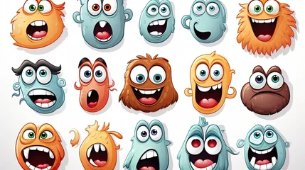 Runde Alu-Dibond Bilder Schädel set of funny cartoon monsters