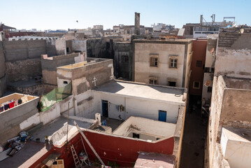 Residential houses in the medina of Essaouira in Morocco