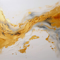 Golden Reverie: Abstract Dreaming Painting in Radiant Gold Leaf on White, Generative AI