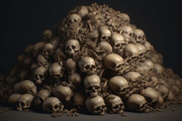 mound of human skulls stacked together