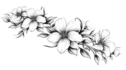 flowers tattoo isolated on white background