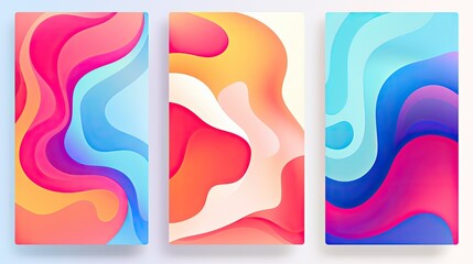 Fluid color covers set Colorful bubble shapes composition