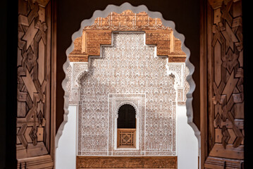Famous Madrassa Ben Youssef in the medina of Marrakech in Morocco