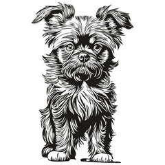 Affenpinscher dog isolated drawing on white background, head pet line illustration sketch drawing