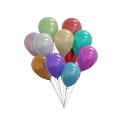 Fototapeta na wymiar Colorful Floating Party Balloons. Realistic 3D Render. Cut Out.