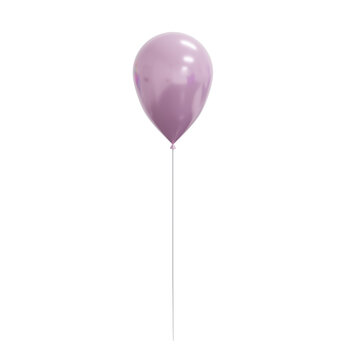 One Pink Party Balloon. Realistic 3D Render. Cut Out.