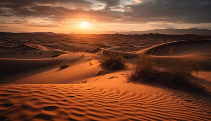 Rippled sand dunes in arid Africa Majestic beauty generated by AI