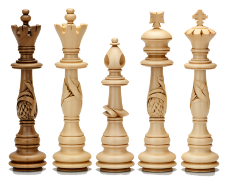 Chess pieces isolated on the transparent background PNG. AI generative.