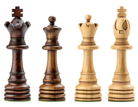 Chess pieces isolated on the transparent background PNG. AI generative.