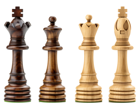 Chess pieces isolated on the transparent background PNG. AI generative.