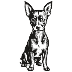 Miniature Pinscher dog head line drawing vector,hand drawn illustration with transparent background sketch drawing