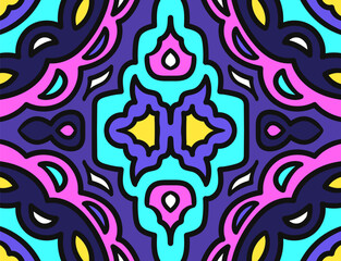 vector symmetrical doodle freeform flat geometric and black border outlines for banner, publication, social media background