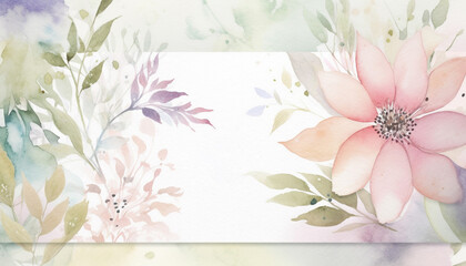 Floral pattern painted with watercolor, summer backdrop generated by AI