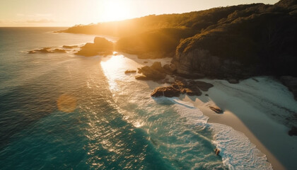 Fototapeta na wymiar Tranquil scene sunset over Big Sur coastline generated by AI