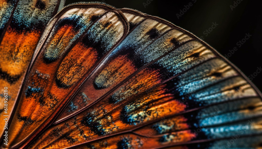 Poster vibrant butterfly wing displays abstract multi colored pattern generated by ai