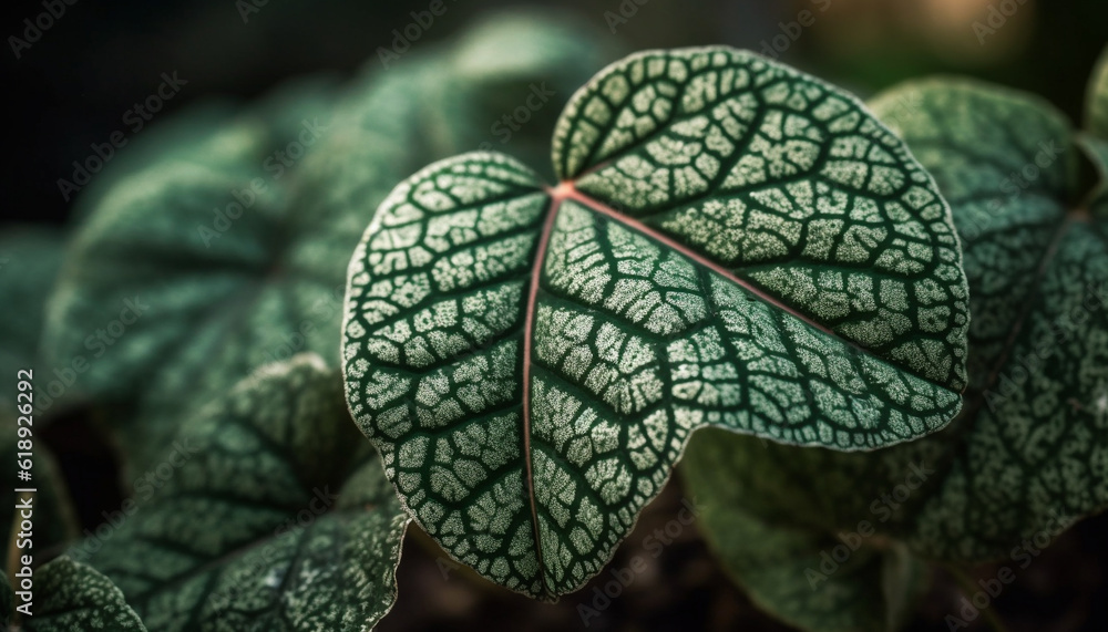 Poster leaf vein pattern in vibrant green macro generated by ai