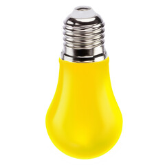 Yellow bulb on white background idea concep. Solar panel energy idea.