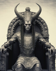 Fototapeta premium Science Fiction horned hell demon portrait,created using Generative Ai