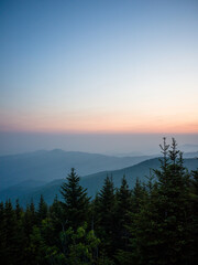 Naklejka na ściany i meble sunset at Smoky Mountains National Park