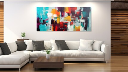 modern living room with piece of art
