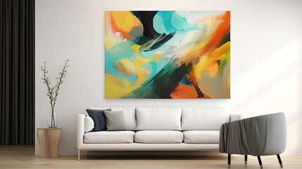 modern living room with piece of art