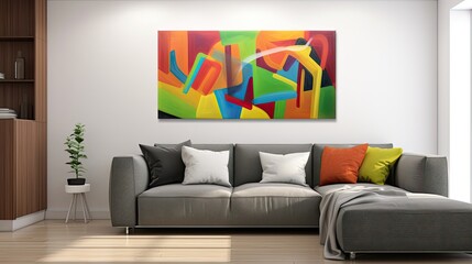 modern living room interior with piece of art