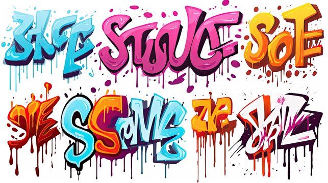Abstract street graffiti lettering elements