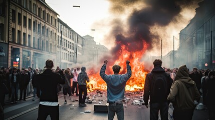 angry people on the street protest destruction