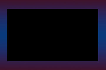 Abstract blurred gradient frame on black  background. blue and purple magenta color banner template. modern pattern in rainbow colors, space for text, degrading fragment and dark smooth shape edges