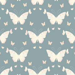 seamless pattern of butterflies, cute, pastel colors