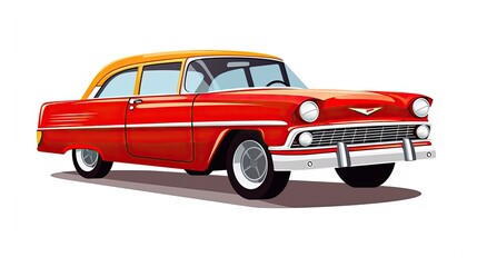 Fototapeta na wymiar old red car vector illustration