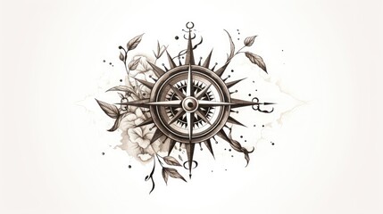 black and white compass