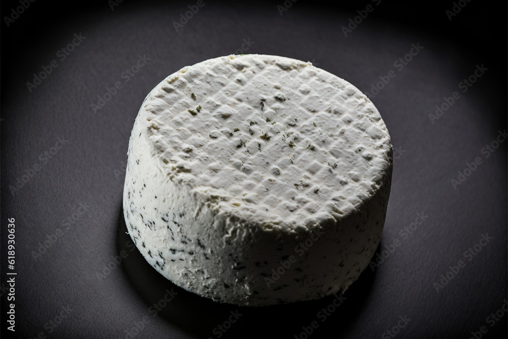 Poster a piece of cheese on a black surface with a shadow on the surface and a black background with a whit