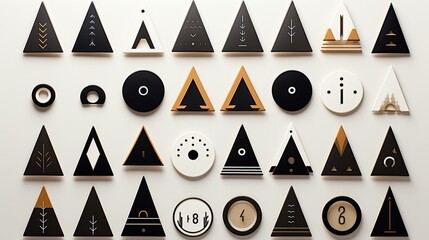 Geometric badges set Trendy minimal design illustration of an background with stars