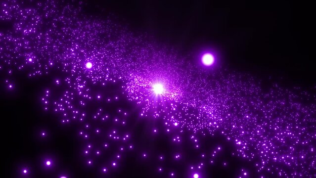 Beautiful images inspired by galaxies. Cosmic Choreography of Countless purple Particles. seamless loop.