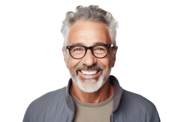 Smiling older man portrait. Illustration AI Generative.