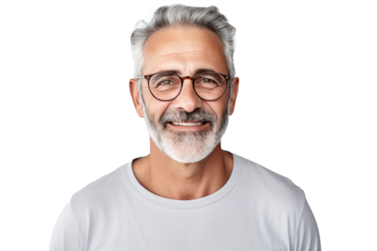 Smiling older man portrait. Illustration AI Generative.