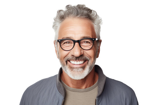 Smiling Older Man Portrait. Illustration AI Generative.