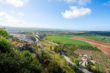Aerial view of Guadelete River from Abades Viewpoint - Arcos de la Frontera, Cadiz, Spain