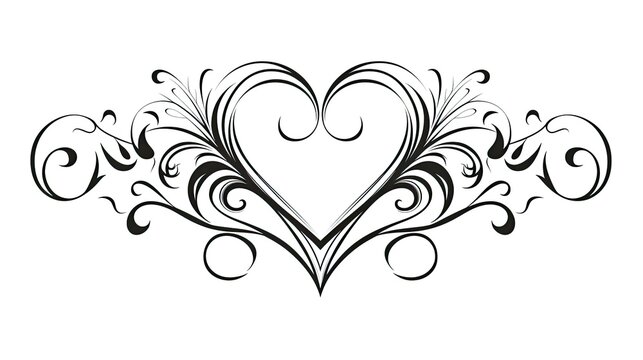abstract floral heart tattoo design