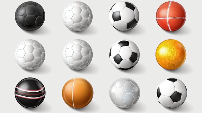Realistic sports balls vector big set isolated