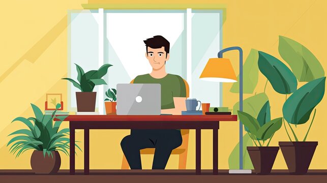 Working at home coworking space concept