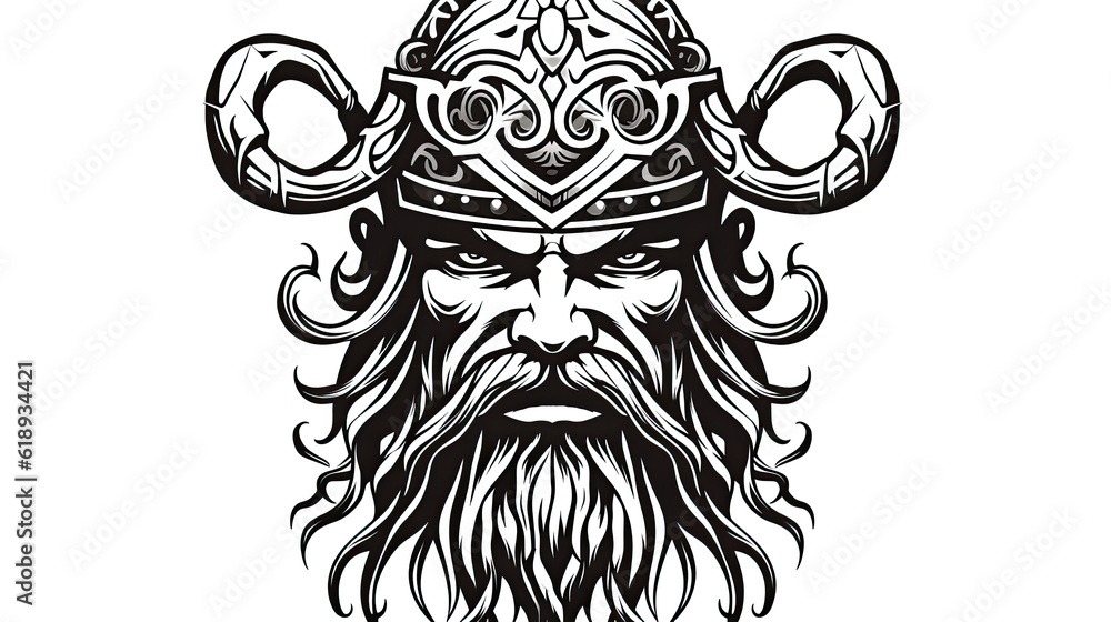 Poster viking tattoo isolated on white background