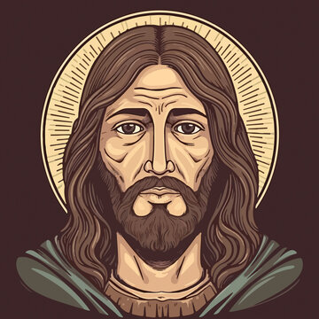 The Savior's Gaze: A Captivating Portrait of Jesus Christ, a Religious Figure of Faith. AI Generated