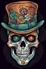 colorful day of the dead skull altar concept background. AI Generated