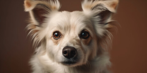 Cute dog in studio portrait against a soft-colored backdrop. AI Generated