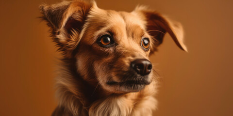 Dog with an endearing expression: Studio portrait in gentle hues. AI Generated