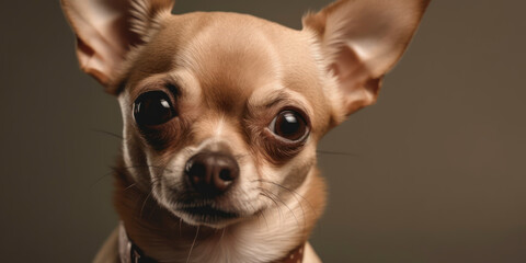 Aesthetic studio portrait: Dog with an adorable face against a gentle backdrop. AI Generated