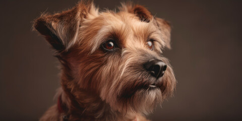 Aesthetic studio portrait: Dog with an adorable face against a gentle backdrop. AI Generated